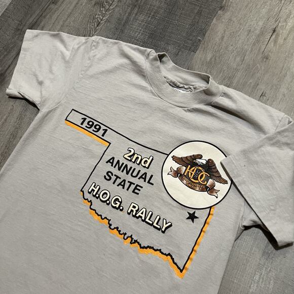 VTG Robbers Cave Oklahoma Harley Owners Group 2nd Rally Motorcycle Biker Shirt - Picture 3 of 4